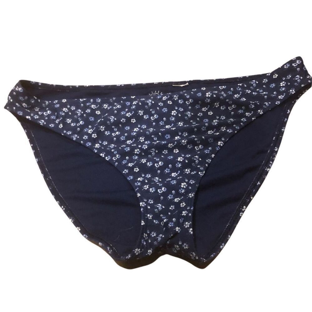 Hollister swim ditzy floral blue bikini bottoms size L
